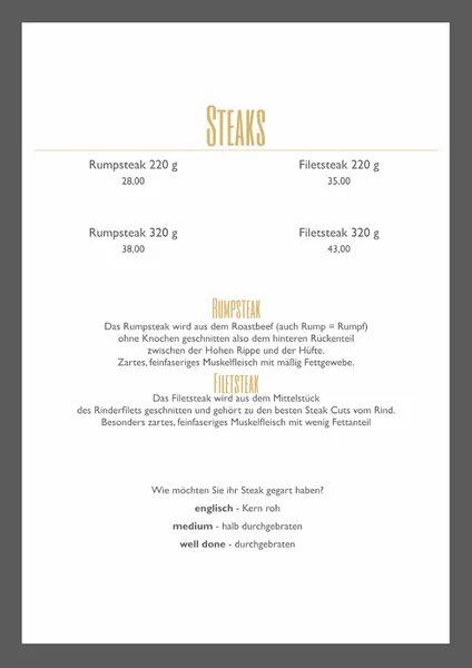 menu 1 of Gasthaus Pape