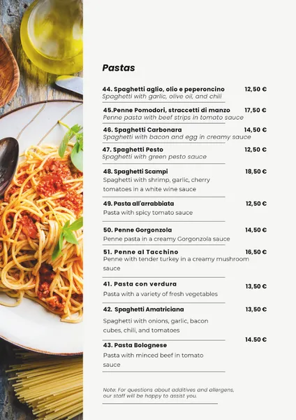 menu 2 of Trattoria Roma Sparita