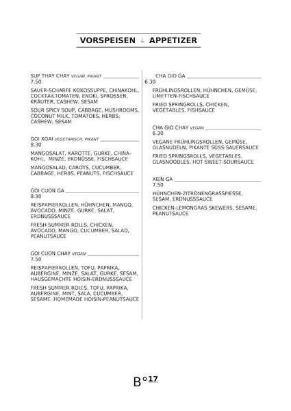 menu 1 of Breitengrad 17 Stuttgart