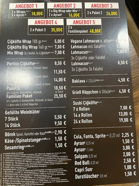 menu 2 of Vegan Time Cigköfte