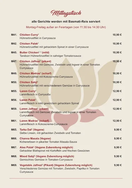 menu 1 of Anita's Indian Cuisine