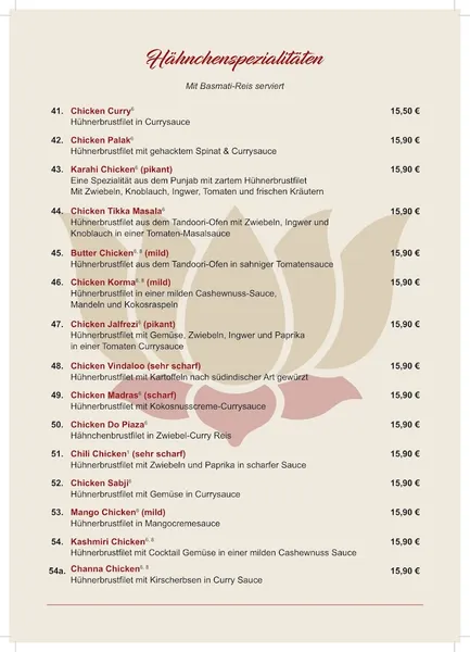 menu 2 of Anita's Indian Cuisine