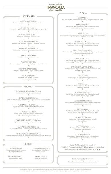menu 0 of Travolta Nürnberg