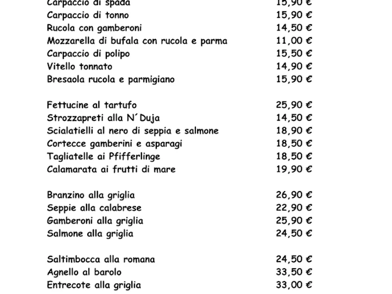 menu 0 of La Locanda