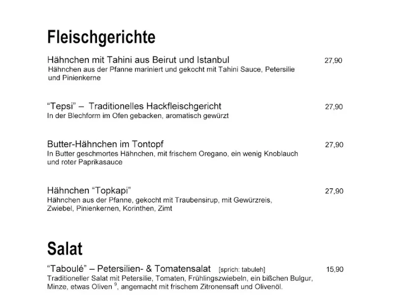 menu 1 of Restaurant Levantine Nürnberg