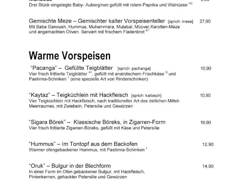 menu 2 of Restaurant Levantine Nürnberg