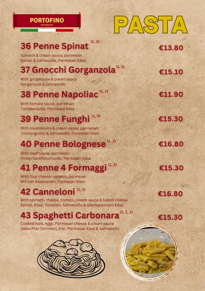menu 0 of Portofino Ristorante