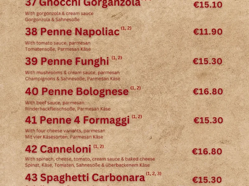 menu 0 of Portofino Ristorante