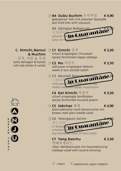 menu 1 of Anju