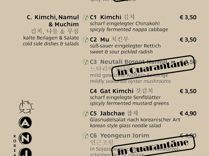 menu 1 of Anju
