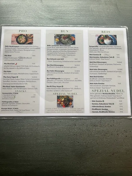 menu 0 of Phở Tình