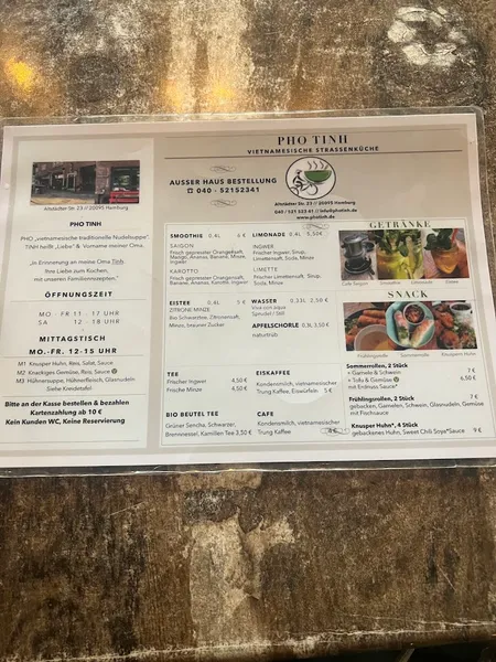 menu 1 of Phở Tình