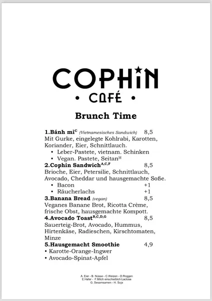 menu 0 of Cophin Cafe