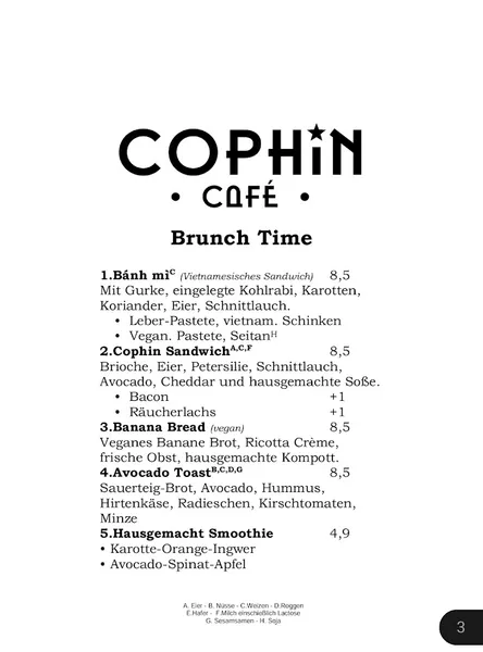 menu 1 of Cophin Cafe
