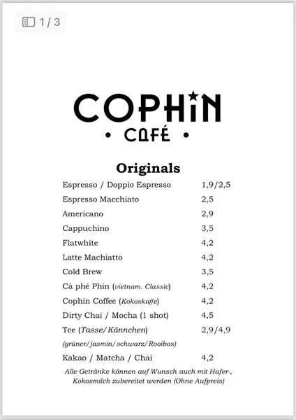 menu 2 of Cophin Cafe