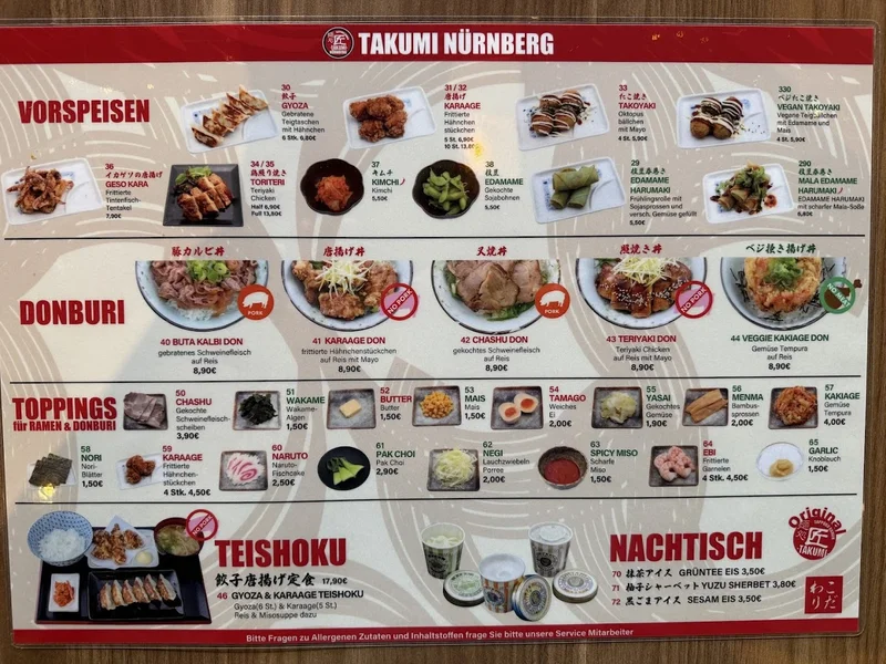 menu 1 of Takumi Nürnberg Sapporo Ramen