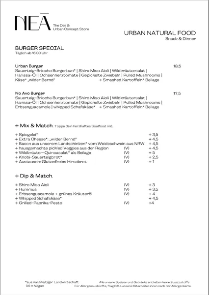 menu 1 of NEĀ The Deli & Urban Concept Store