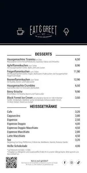 menu 0 of eat and greet im alten Schlachthof