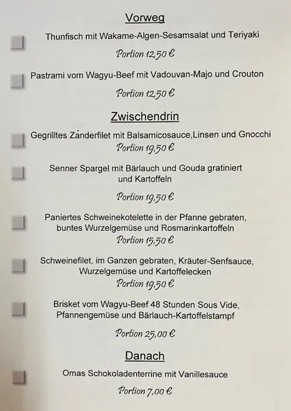 menu 0 of Historisches Gasthaus Buschkamp & Auberge le Concarneau