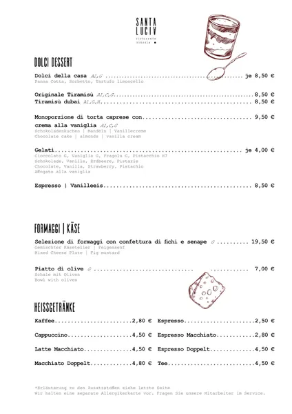 menu 1 of Trattoria Santa Lucia