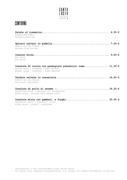 menu 2 of Trattoria Santa Lucia