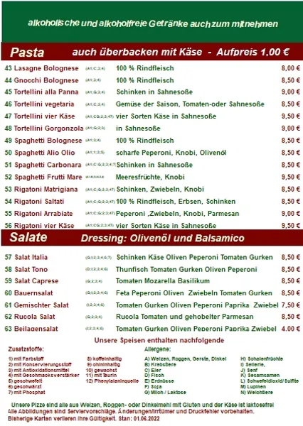 menu 0 of Pizzeria Caravella