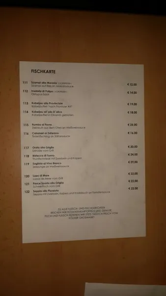 menu 1 of La Trattoria da Pippo am Schlenderhan