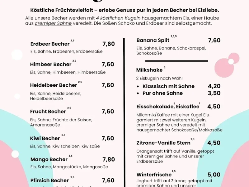 menu 2 of Eisliebe Köln