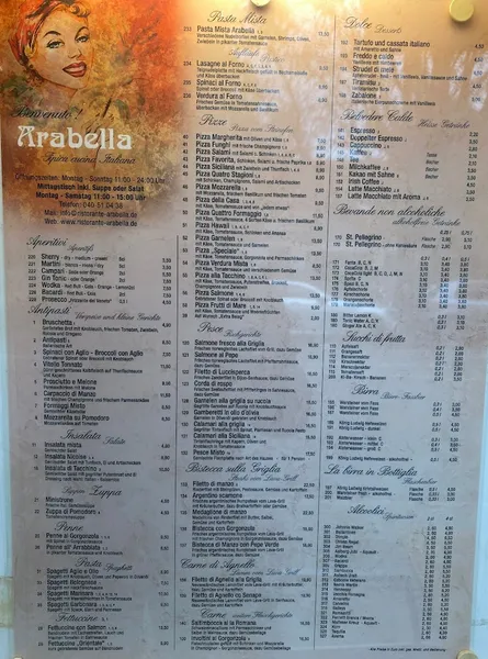 menu 0 of Ristorante Arabella