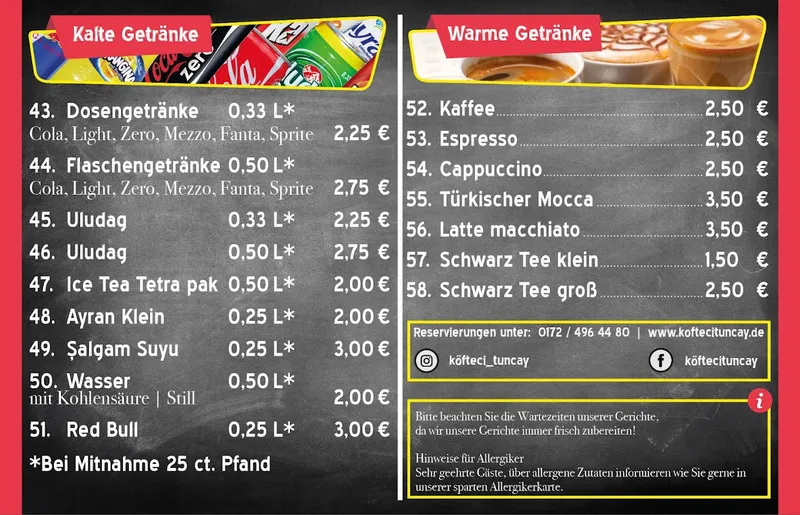 menu 1 of Köfteci Tuncay Stuttgart