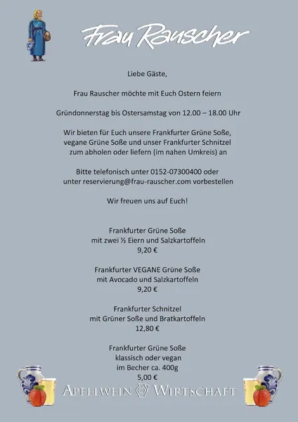 menu 2 of Apfelweinwirtschaft Frau Rauscher