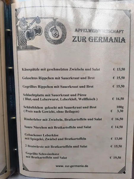 menu 0 of Restaurant Zur Germania