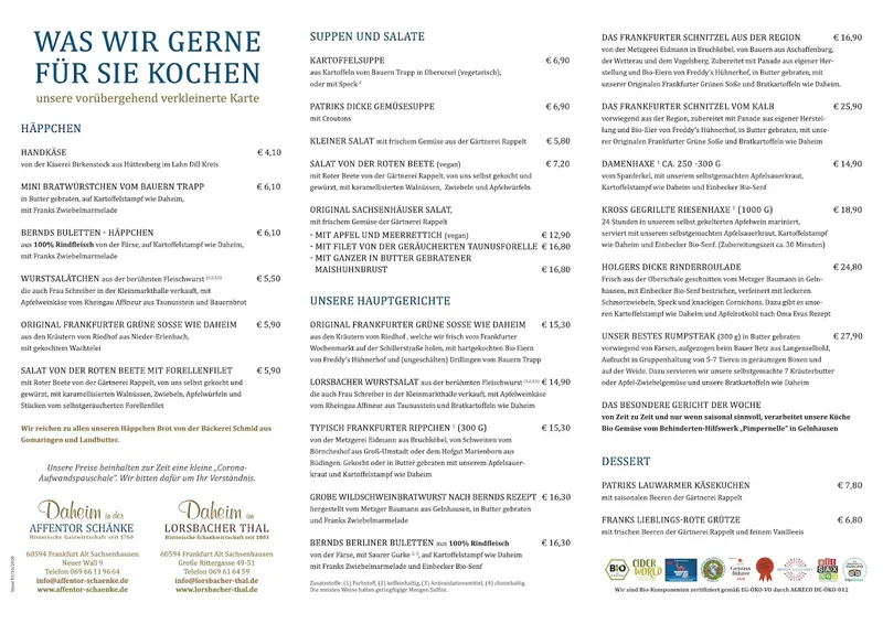 menu 0 of Daheim in der Affentorschänke