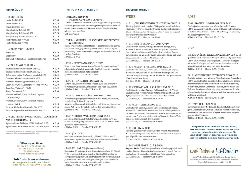 menu 1 of Daheim in der Affentorschänke
