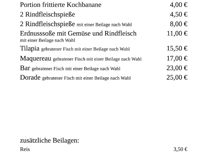 menu 0 of Imbiss Le Kilimandscharo