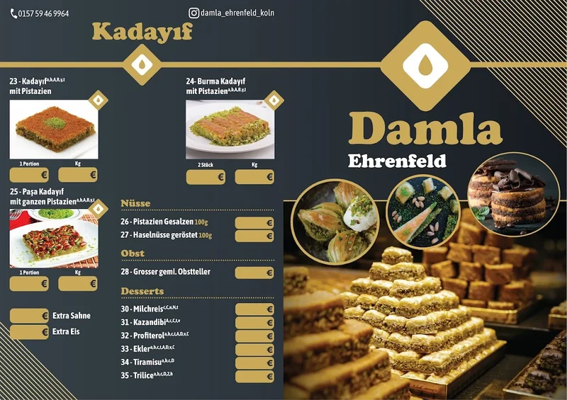 menu 1 of Damla Baklava Ehrenfeld
