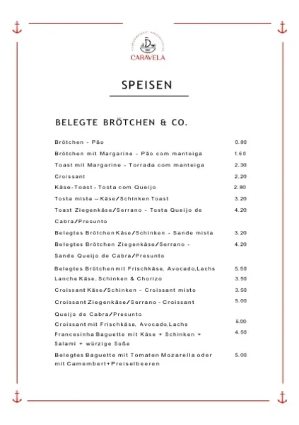 menu 0 of Café Caravela