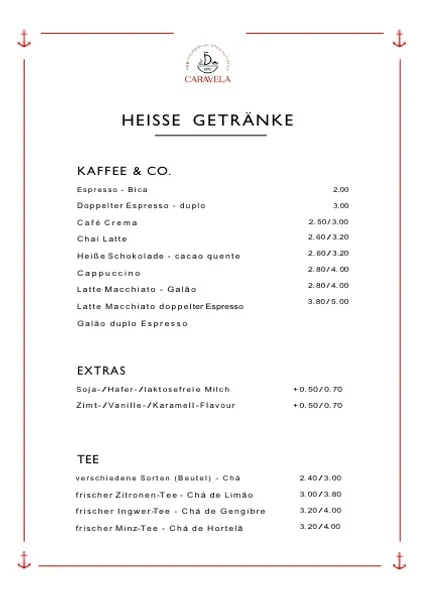 menu 1 of Café Caravela