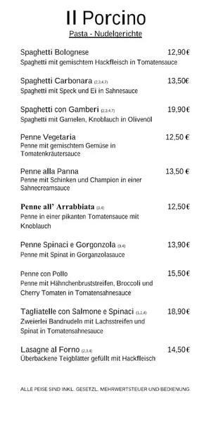 menu 1 of Il Porcino