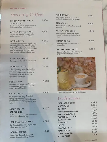 menu 2 of Rosas Café Marbella