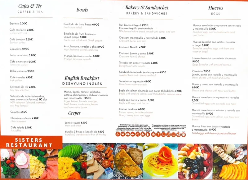 menu 0 of Sisters Restaurant