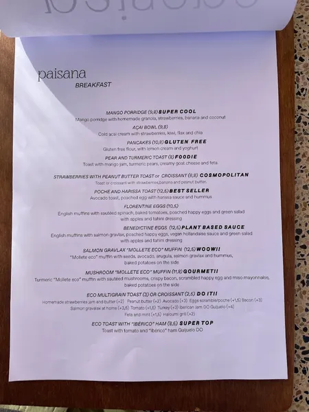 menu 0 of Restaurante Paisana