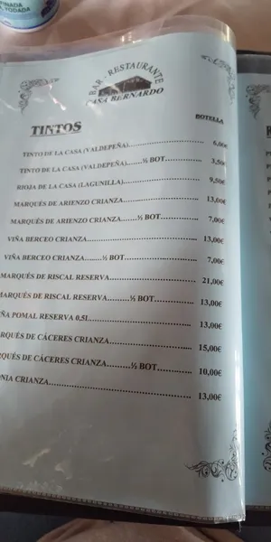 menu 1 of Restaurante Casa Bernardo