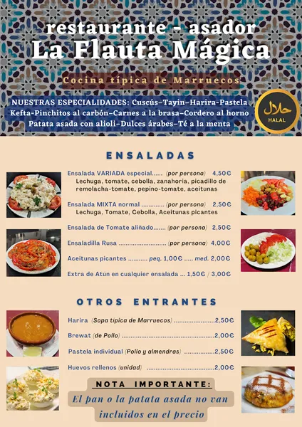 menu 1 of La Flauta Mágica