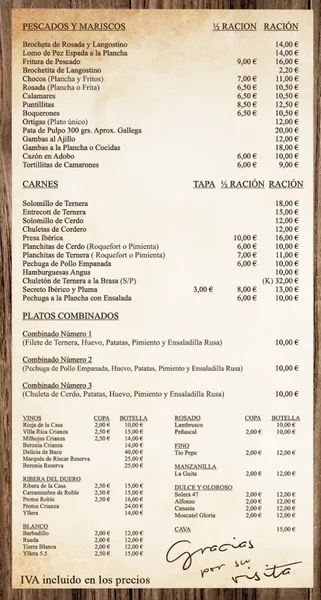 menu 0 of Mesón Jairo