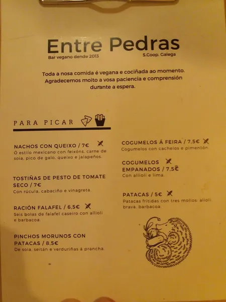 menu 1 of Entre Pedras