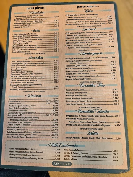 menu 0 of La Buena Vida