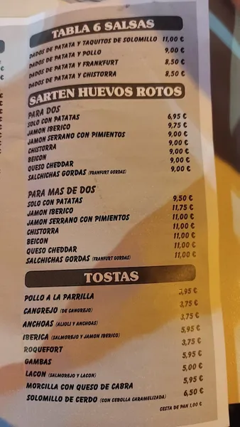 menu 1 of Bar restaurante Don Xtremo