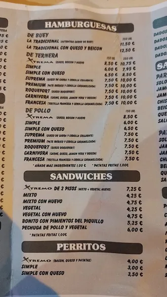 menu 2 of Bar restaurante Don Xtremo