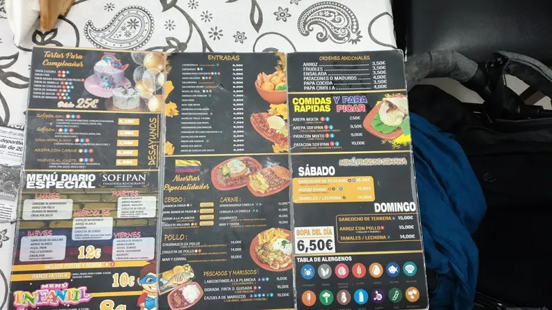 menu 2 of Sofipan Panaderia y Restaurante Colombiano